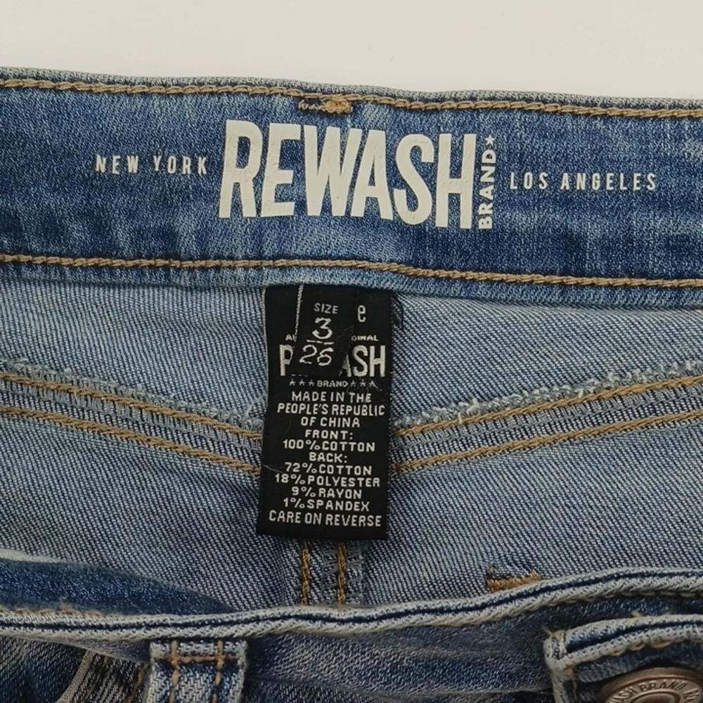 Rewash Womens Denim Mini Skirt Distressed Raw Hem Light Wash Size 3